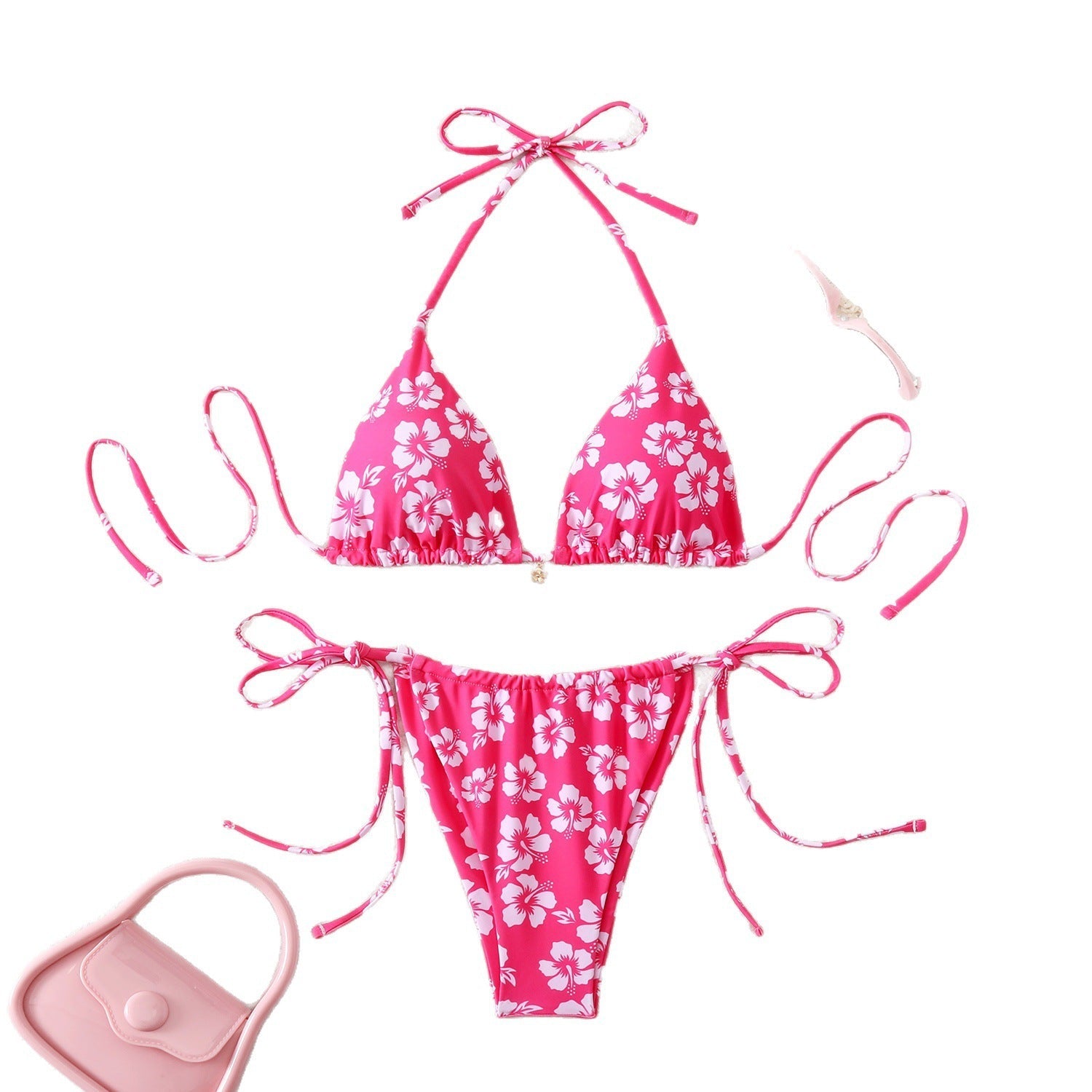 Damen Triangel-Bikini mit verstellbaren BindR&Bändern und floralen Mustern R&B