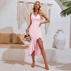 Damen Asymmetrisches Maxikleid mit Rüschendetails und Figurbetontem Schnitt R&B