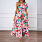 Damen Maxikleid mit asymmetrischem Design und fließendem Rock R&B