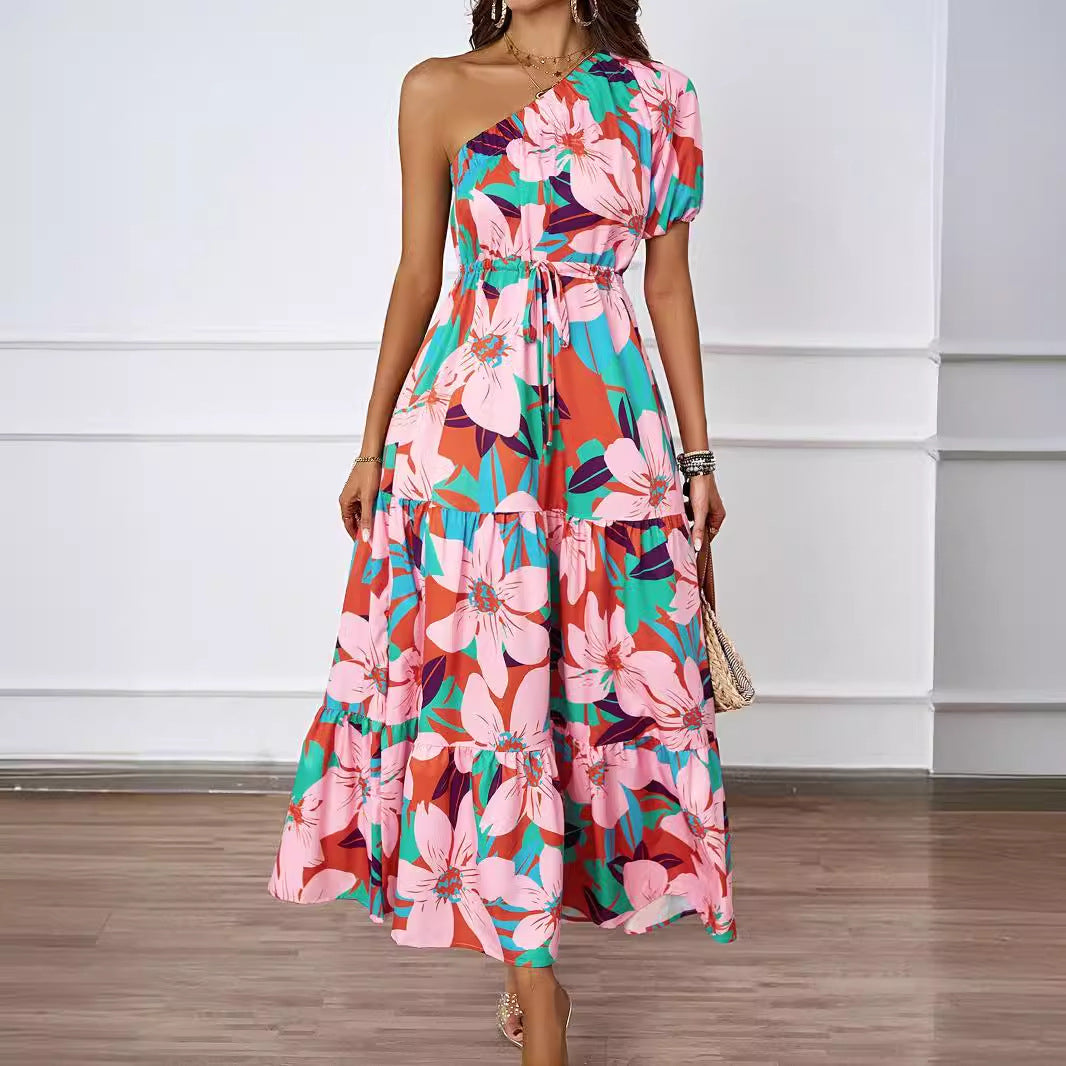Damen Maxikleid mit asymmetrischem Design und fließendem Rock R&B