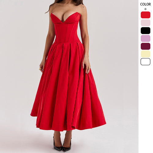 Damen A-Linien Abendkleid mit Korsett-Oberteil und schwingendem Rock R&B