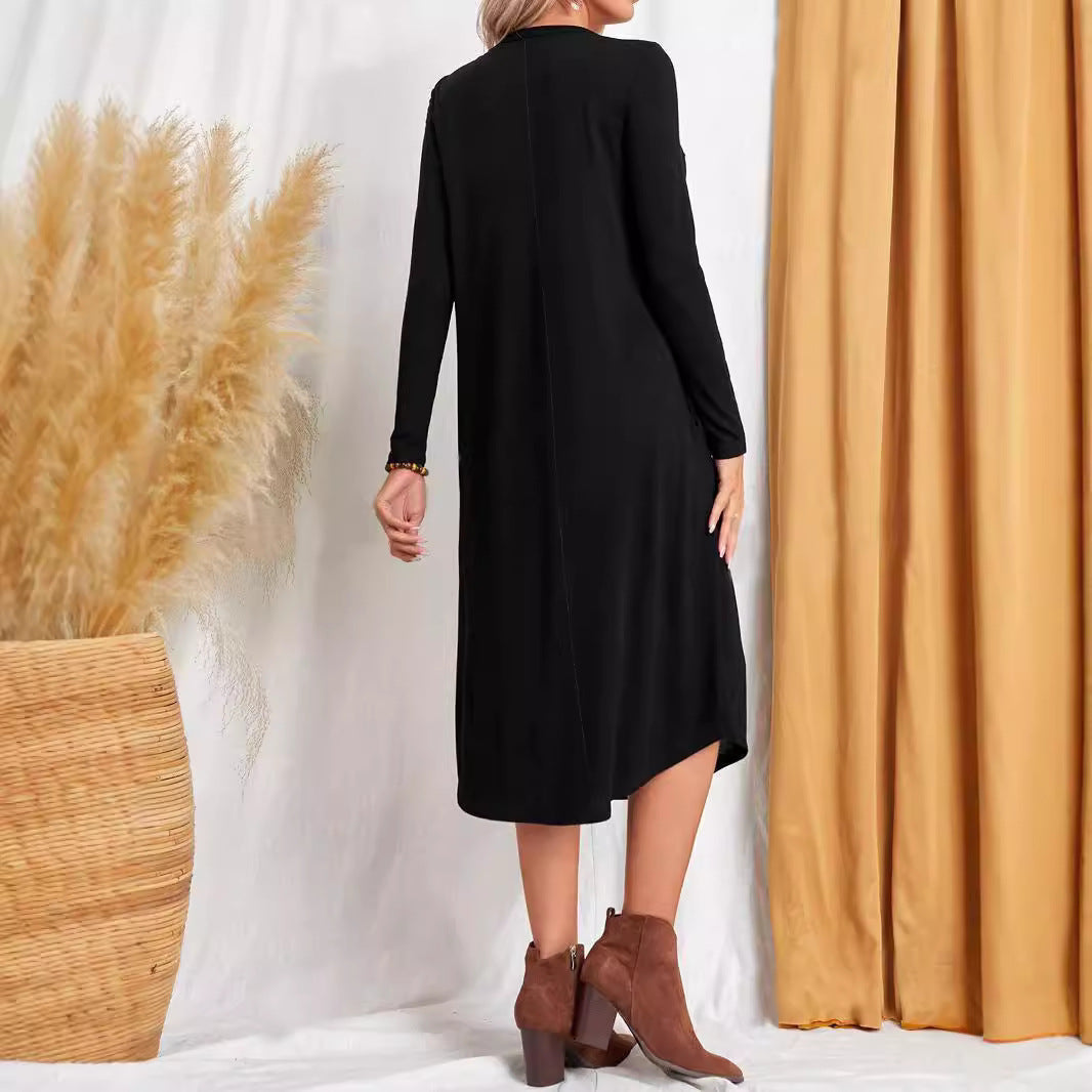 Damen lässiges Maxikleid mit elegantem Schnitt und hohem Saum R&B