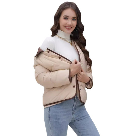 Damen gesteppte Kurzjacke mit schickem Kragen R&B