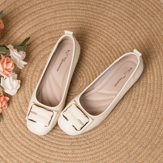 Damen elegante Ballerinas mit schickem Schnallen-Design R&B