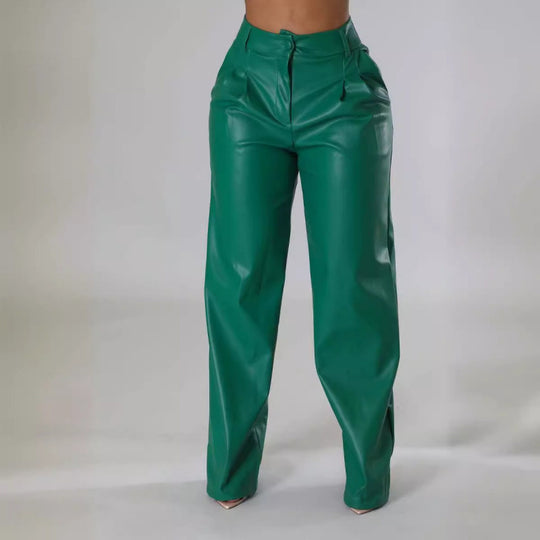 Damen Elegante und stilvolle Kunstlederhose R&B