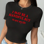 Damen Crop-T-Shirt mit witzigem Schriftzug R&B