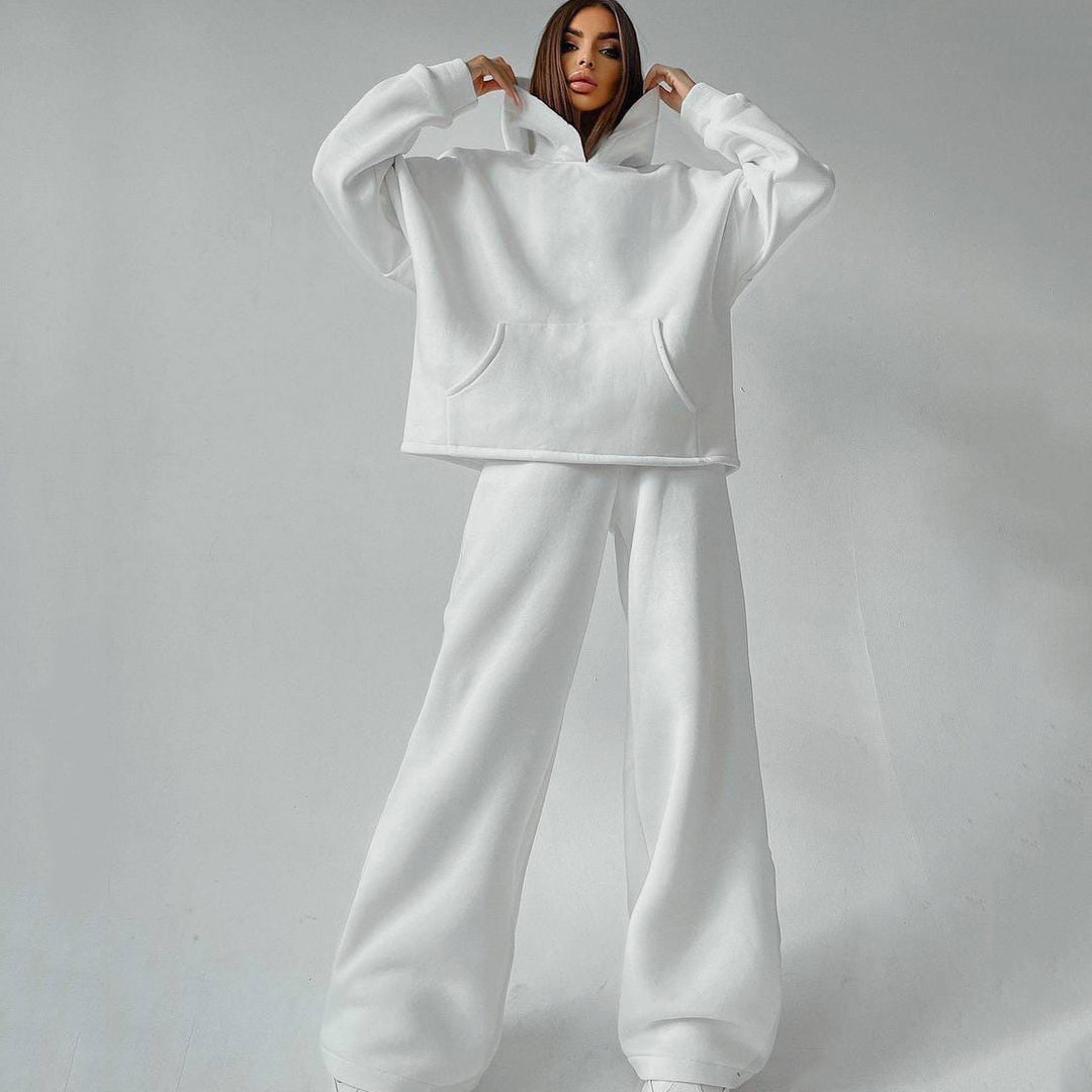Damen Sportliches Sweat-Anzug-Set mit weitem Bein und Kapuze R&B