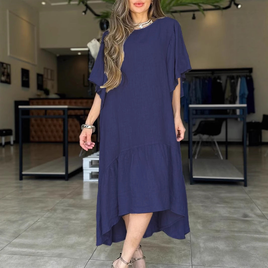 Damen lässiges Leinenkleid mit voluminösen Ärmeln R&B