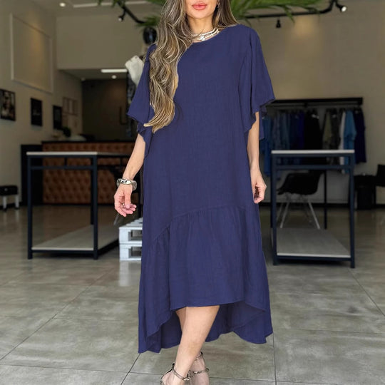 Damen lässiges Leinenkleid mit voluminösen Ärmeln R&B