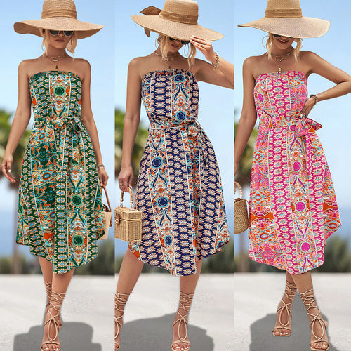 Damen Maxikleid mit elastischem Oberteil und floralem Allover-Print R&B