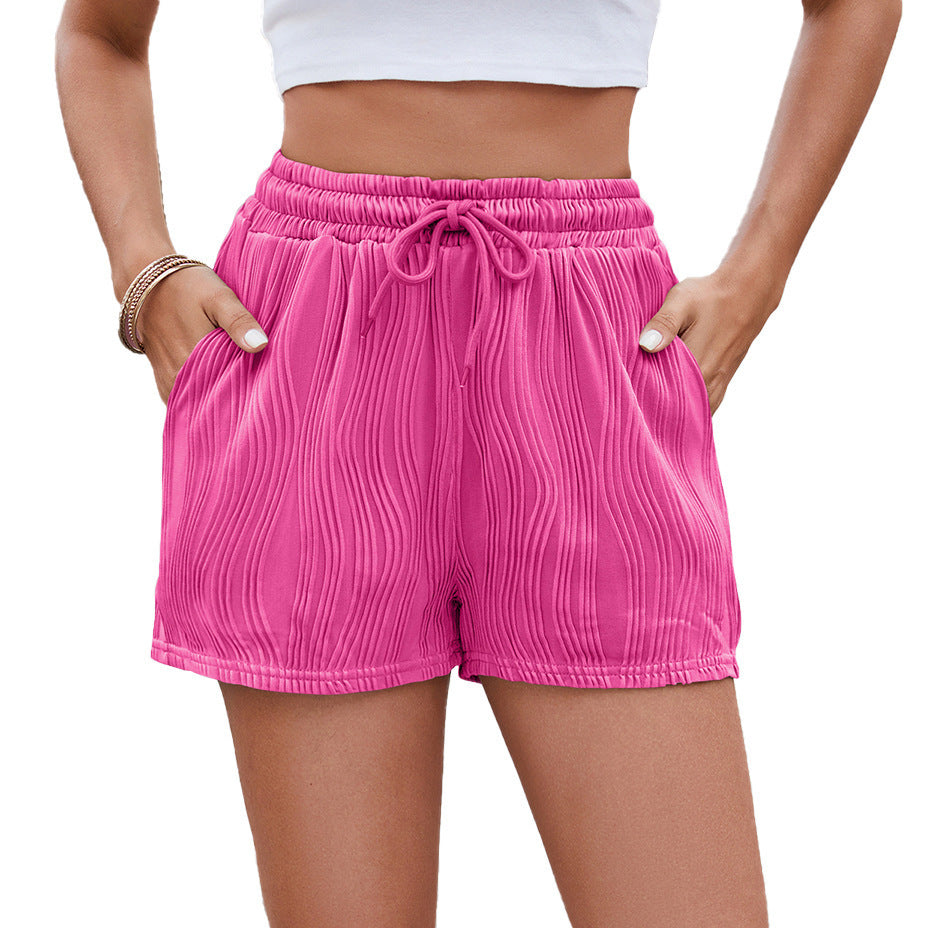 Damen Sportliche Shorts mit elastischem Bund und Raffmuster R&B