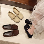 Damen Ballerinas mit eleganter Schnalle und weichem Veloursleder EB