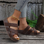 Damen Komfortable Plateau-Sandalen mit einzigartigem Schlangenleder-Design R&B