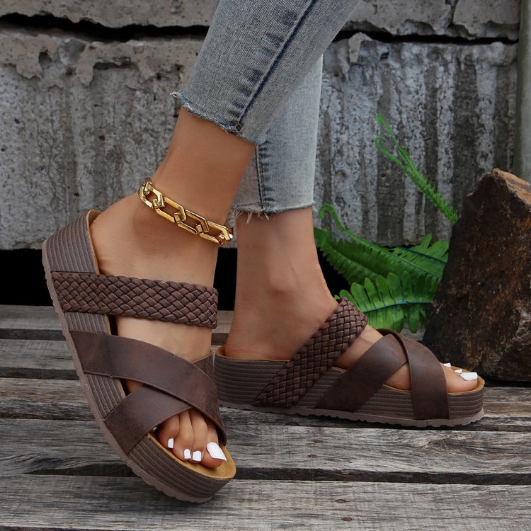 Damen Komfortable Plateau-Sandalen mit einzigartigem Schlangenleder-Design R&B