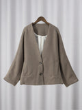 Damen modische Wolljacke mit oversized Schnitt und elegantem Revers R&B
