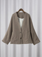 Damen modische Wolljacke mit oversized Schnitt und elegantem Revers R&B