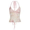Damen Spitzen-Bandeau-Oberteil mit Blumenapplikationen und verstellbaren Trägern R&B