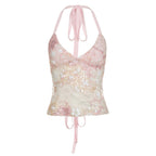 Damen Spitzen-Bandeau-Oberteil mit Blumenapplikationen und verstellbaren Trägern R&B