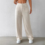 Damen Weit geschnittene Leinenhose mit elastischem Bund und praktischen Taschen R&B