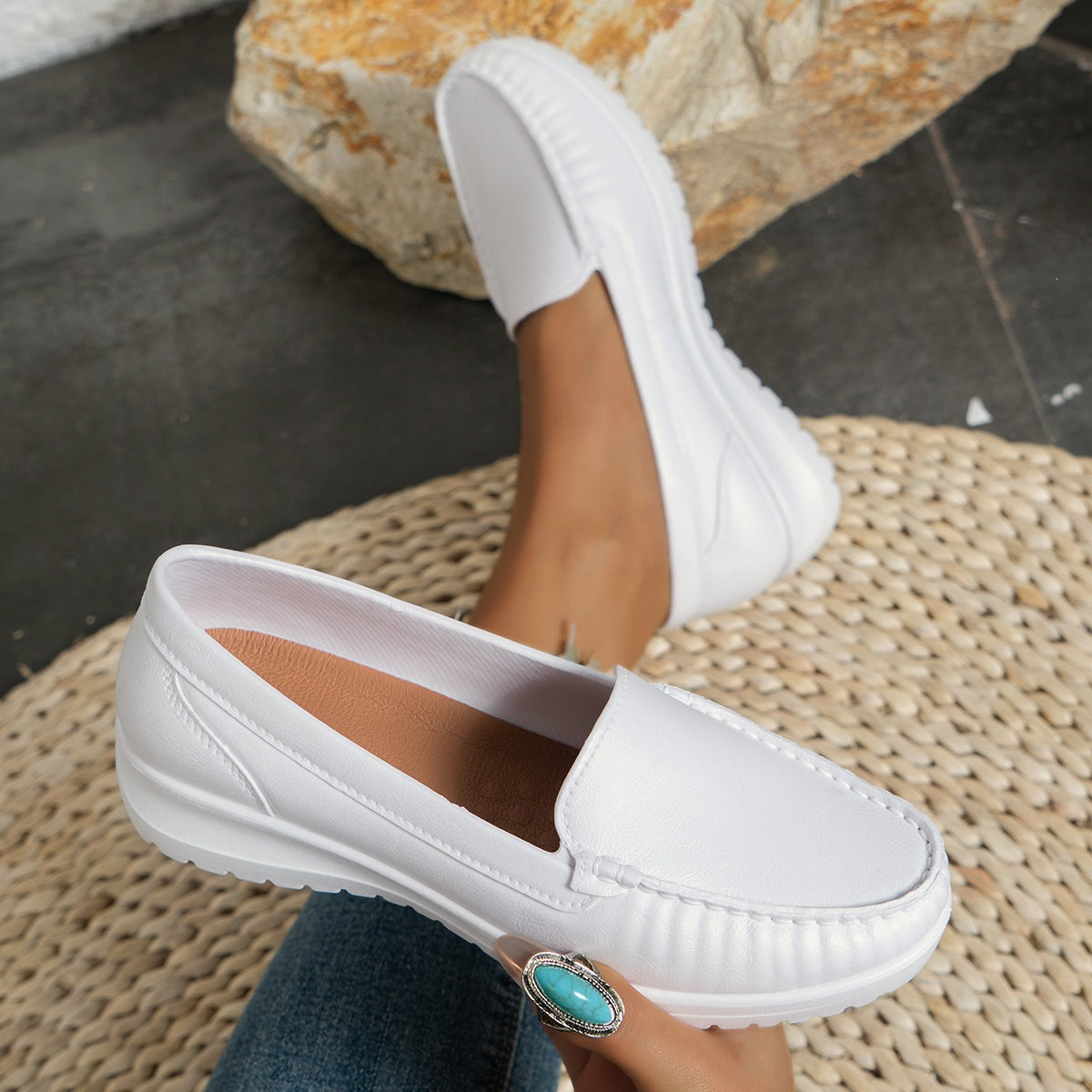 Damen Komfortable Slip-On Mokassins R&B