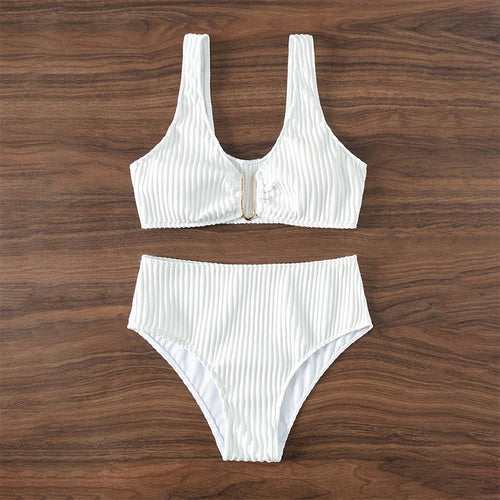 Damen Hoch geschnittener Bikini mit elegantem Reißverschluss R&B