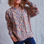 Damen grob gestrickter Pullover mit bunten Akzenten und lässigem Schnitt R&B