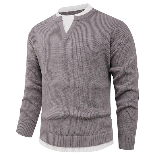 Herren Strickpullover mit V-Ausschnitt und modernem Rippenmuster R&B