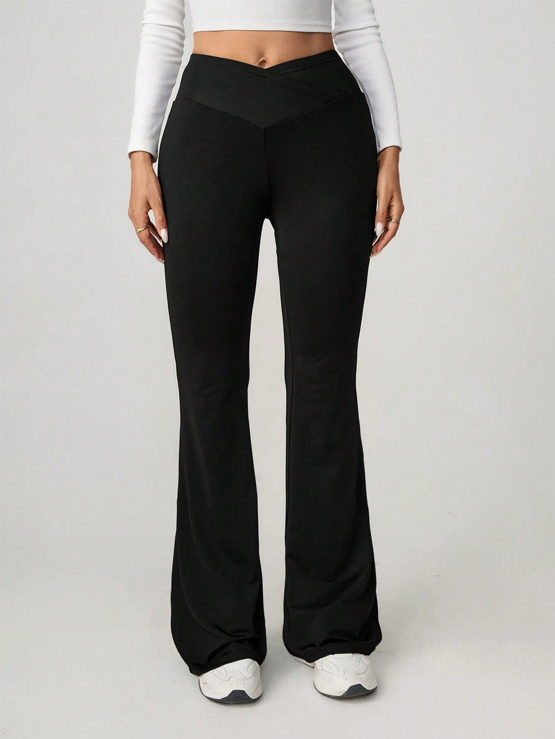 Damen High-Waist Sporthose mit weitem Bein und elastischem Bund R&B