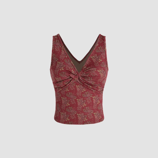 Damen Dekoratives Floral Top mit Raffungen R&B