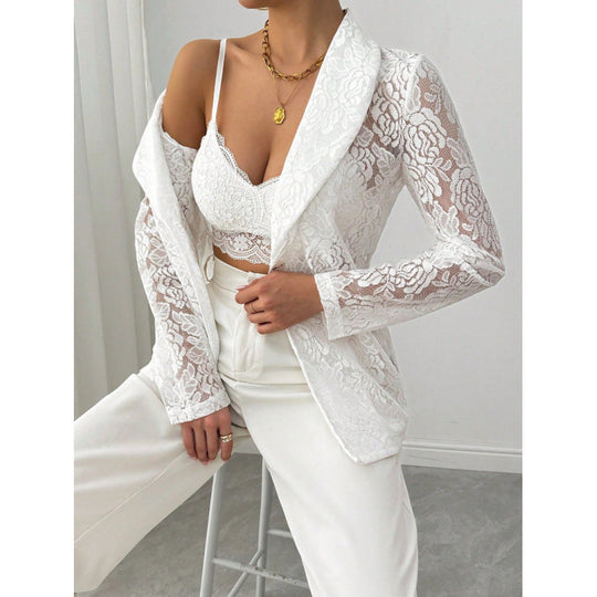Damen Spitzenblazer mit elegantem Schalkragen R&B
