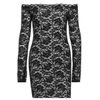 Damen Spitzenkleid mit schulterfreiem Design und langem Arm R&B