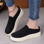 Damen nan gestrickter Slip-On Plateau-Sneaker mit sockenähnlichem Schaft, elastischem Einstieg und stoßdämpfender Leichtsohle R&B