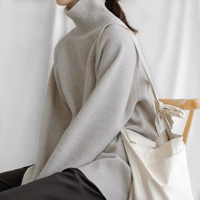 Damen Oversized Rollkragenpullover mit Rippstruktur R&B
