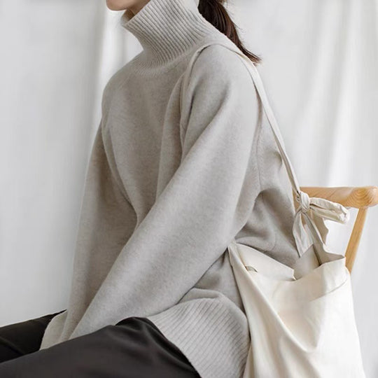 Damen Oversized Rollkragenpullover mit Rippstruktur R&B