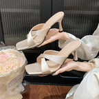 Damen elegante Sandalen mit gekreuztem Riemendesign und erhöhtem Absatz R&B