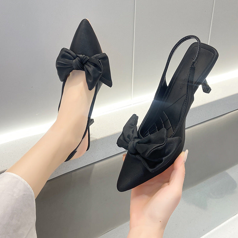 Damen elegante Slingback-Pumps mit modischem Schleifen-Detail und komfortablem Blockabsatz R&B