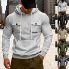 Herren nan urbaner Kapuzenpullover mit Brustklappen, Kängurutasche und athletischem Schnitt R&B
