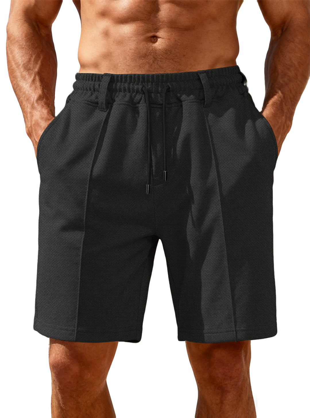 Herren nan Chino-inspirierte Relax-Shorts mit Bundfalten elastischem Tunnelzug und Eingrifftaschen R&B