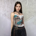 Damen Spitzentop mit floralem Muster und zartem Dekolleté R&B