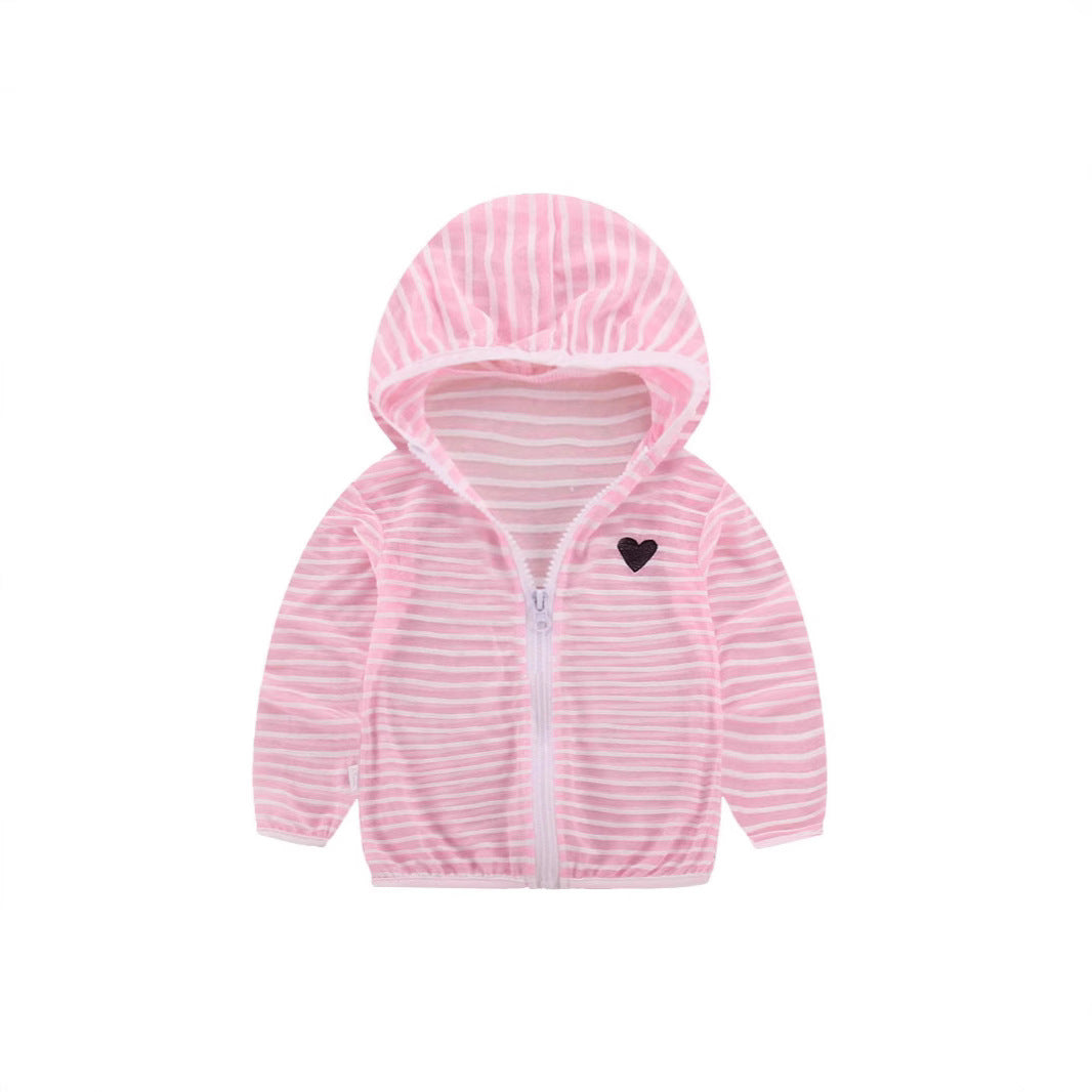 Unisex nan leichte gestreifte Kapuzenjacke mit Reißverschluss für Babys und Kleinkinder R&B