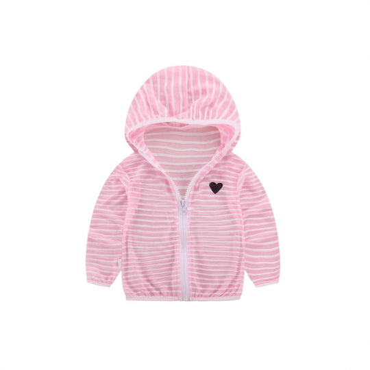 Unisex nan leichte gestreifte Kapuzenjacke mit Reißverschluss für Babys und Kleinkinder R&B