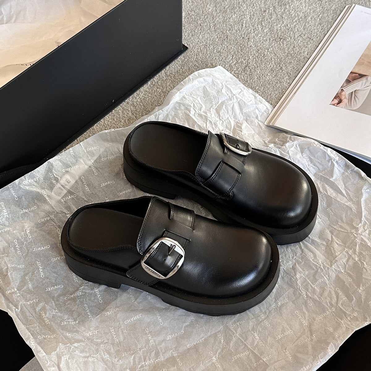 Damen Clogs mit elegantem Schnallenverschluss und rutschfester Sohle R&B
