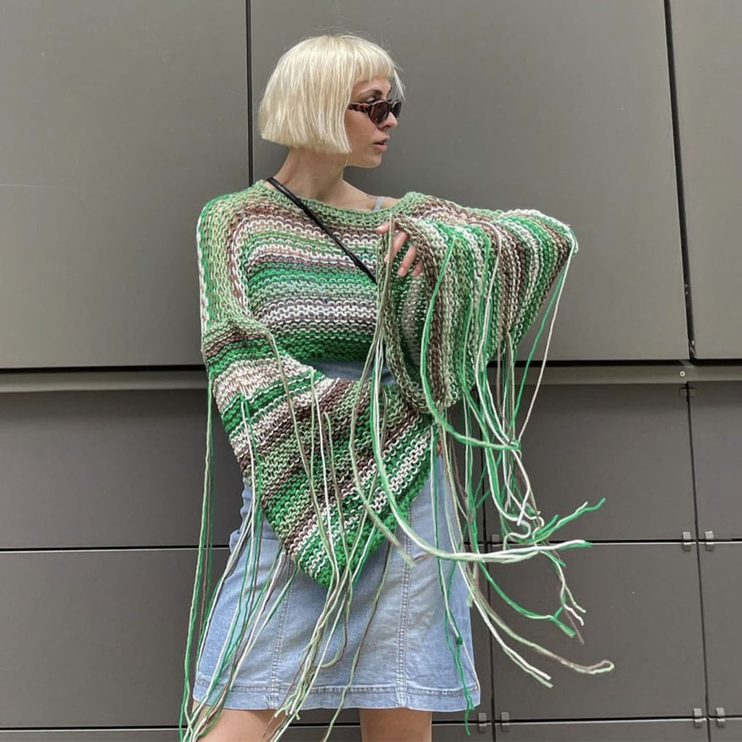 Damen Strickpullover mit innovativen Fringe-Details R&B