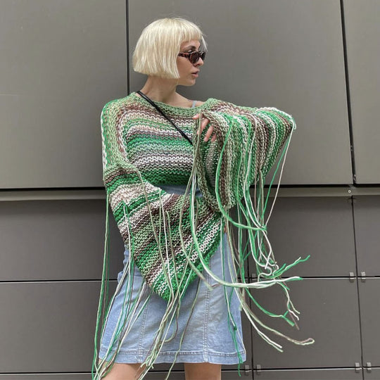 Damen Strickpullover mit innovativen Fringe-Details R&B