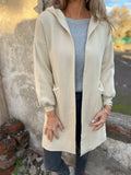Damen Kuschelige Strickjacke mit Kapuze und Taschen R&B