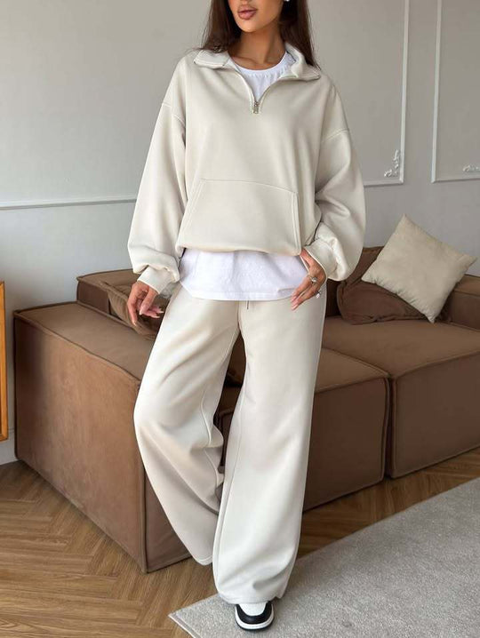 R&B | Halbhals Pullover Sweatshirt und Weit Geschnittene Hose Zweiteiler Anzug