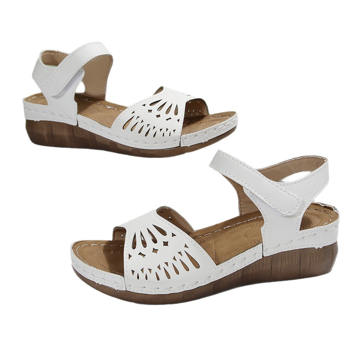Damen komfortable Sandalen mit luftiger Laschenoptik und verstellbarem Riemen R&B