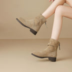 Damen modische Stiefeletten aus weichem Wildleder mit lässiger Faltenoptik R&B
