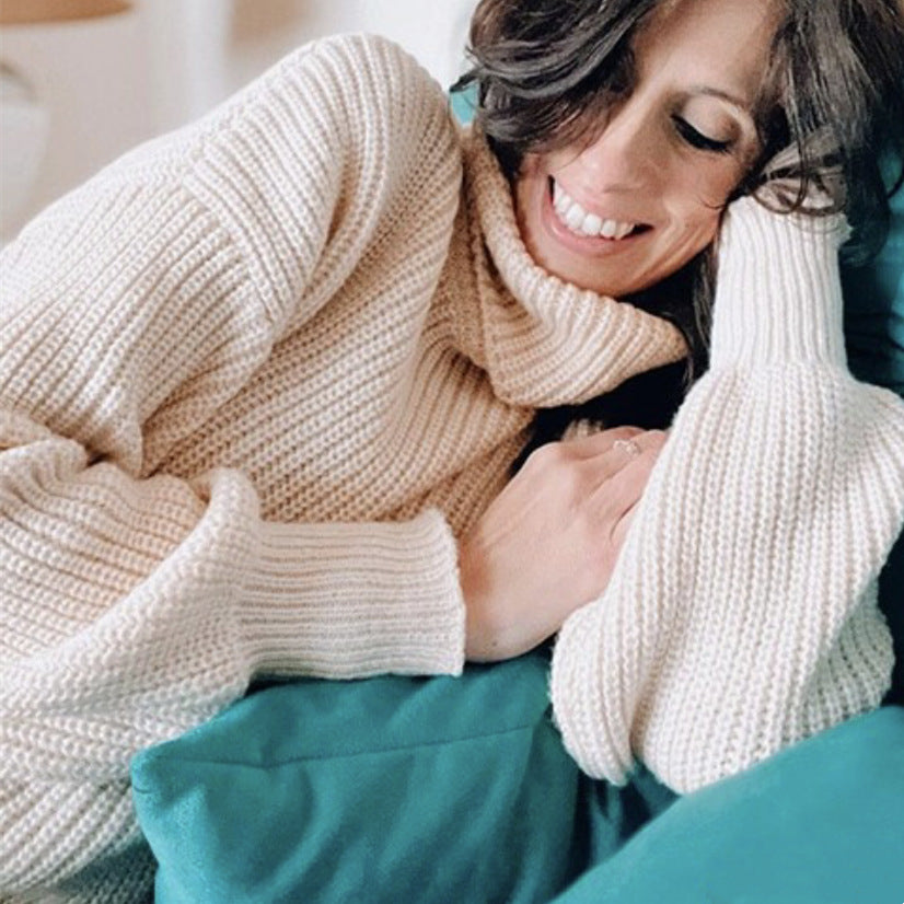Damen Gemütlicher chunky Pullover mit Rollkragen und strukturiertem Strick R&B