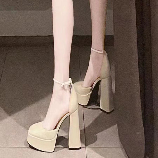 Damen-Plateau-Absatzsandalen mit robustem Blockabsatz und verstellbarem Riemchen R&B
